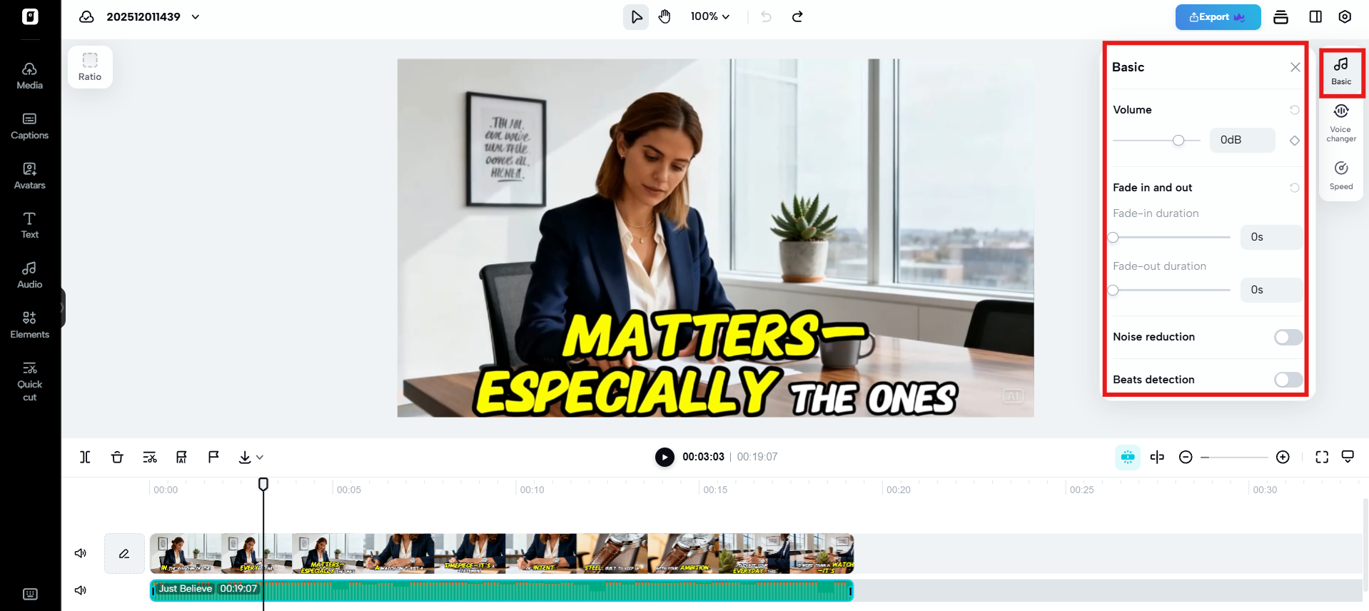 Säädä äänenvoimakkuutta, ota käyttöön häivytys ja melunvaimennus