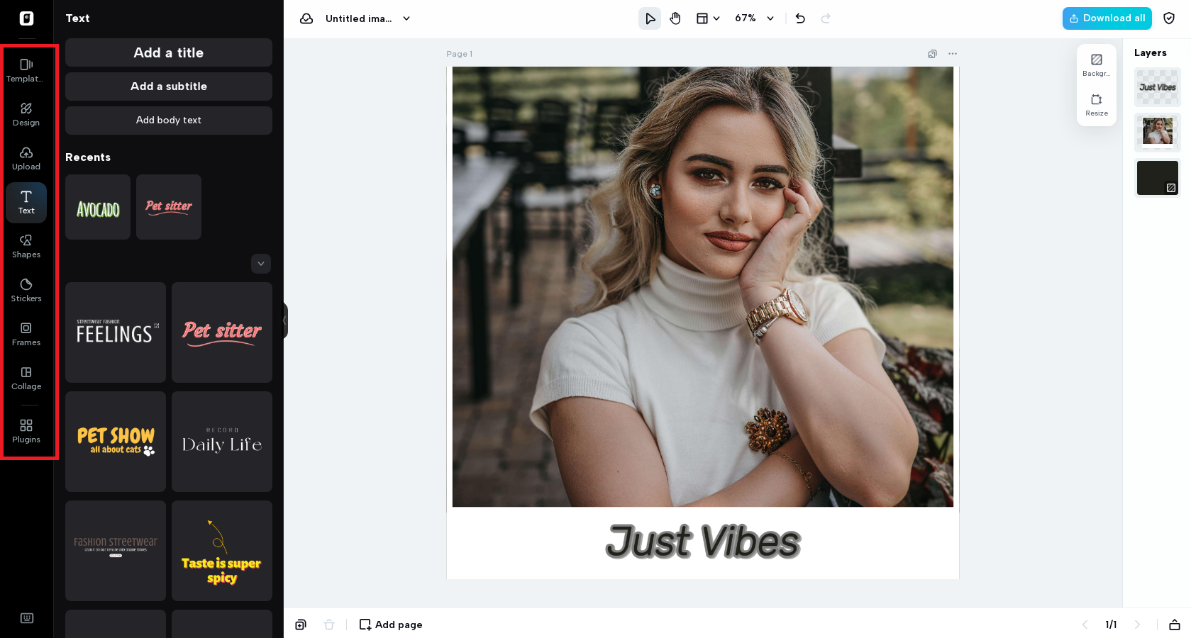 Přidejte text do své fotky.