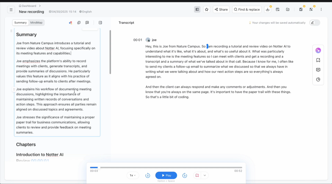 Notta - uma ferramenta online gratuita de transcrição de vídeo