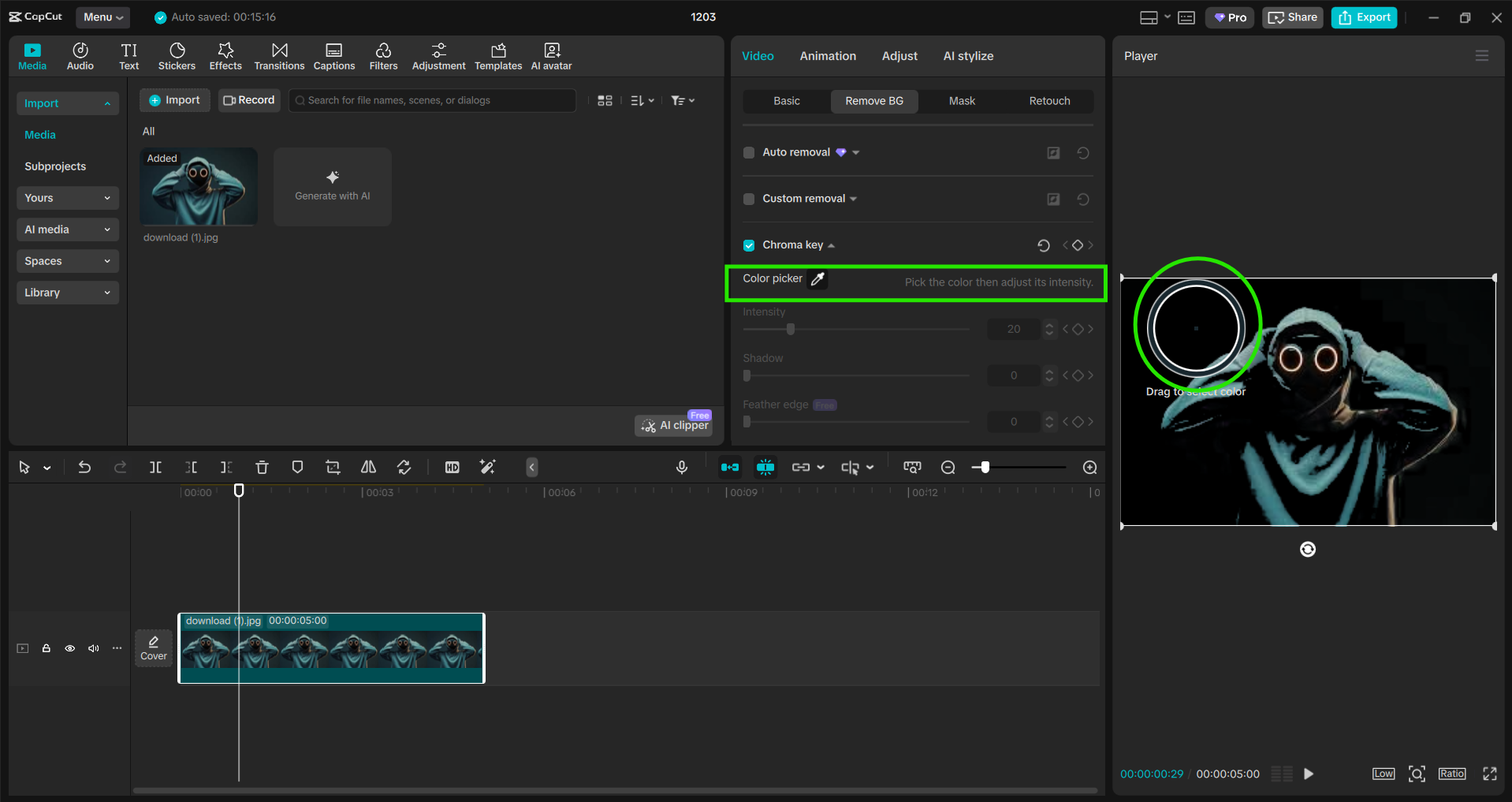Valitse värinvalitsintyökalu