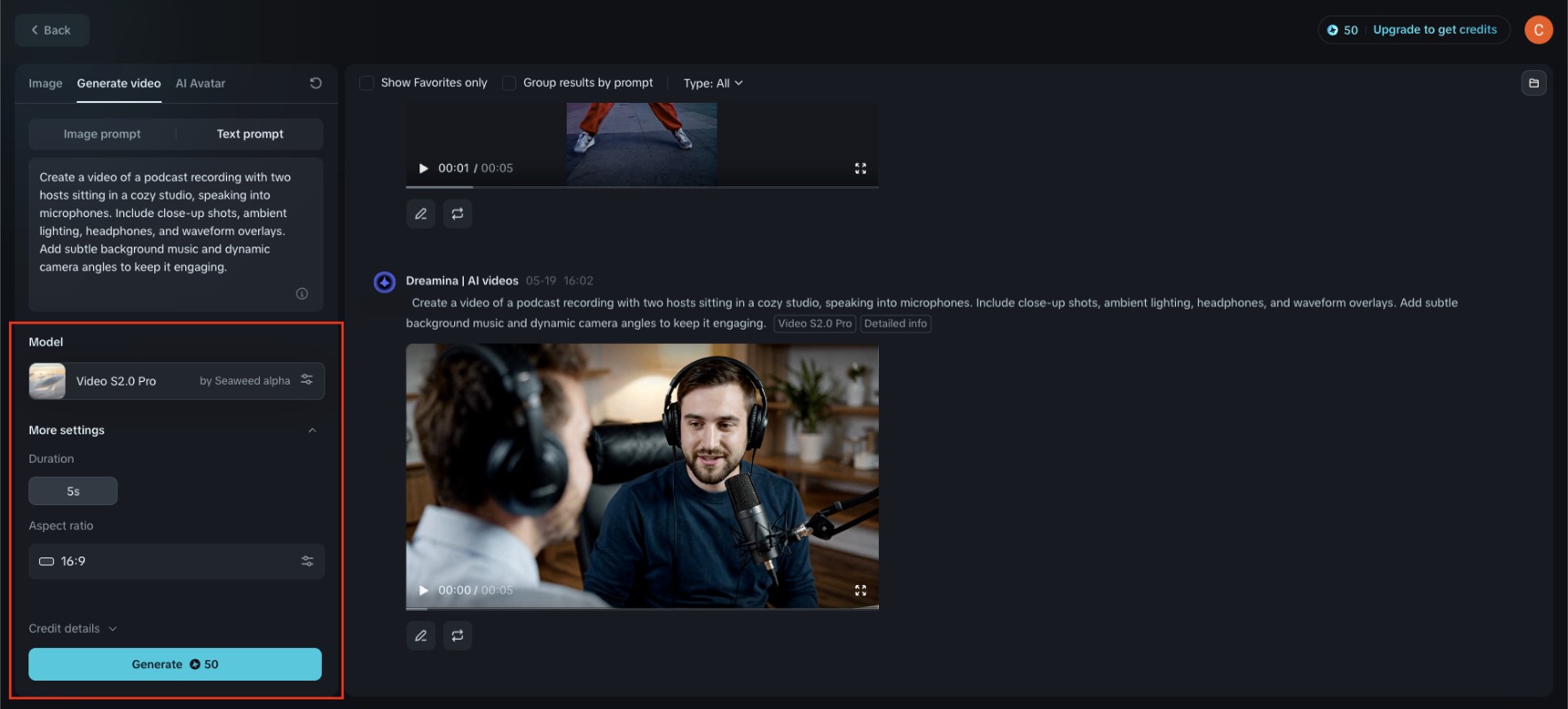 Dreamina: creare video podcast