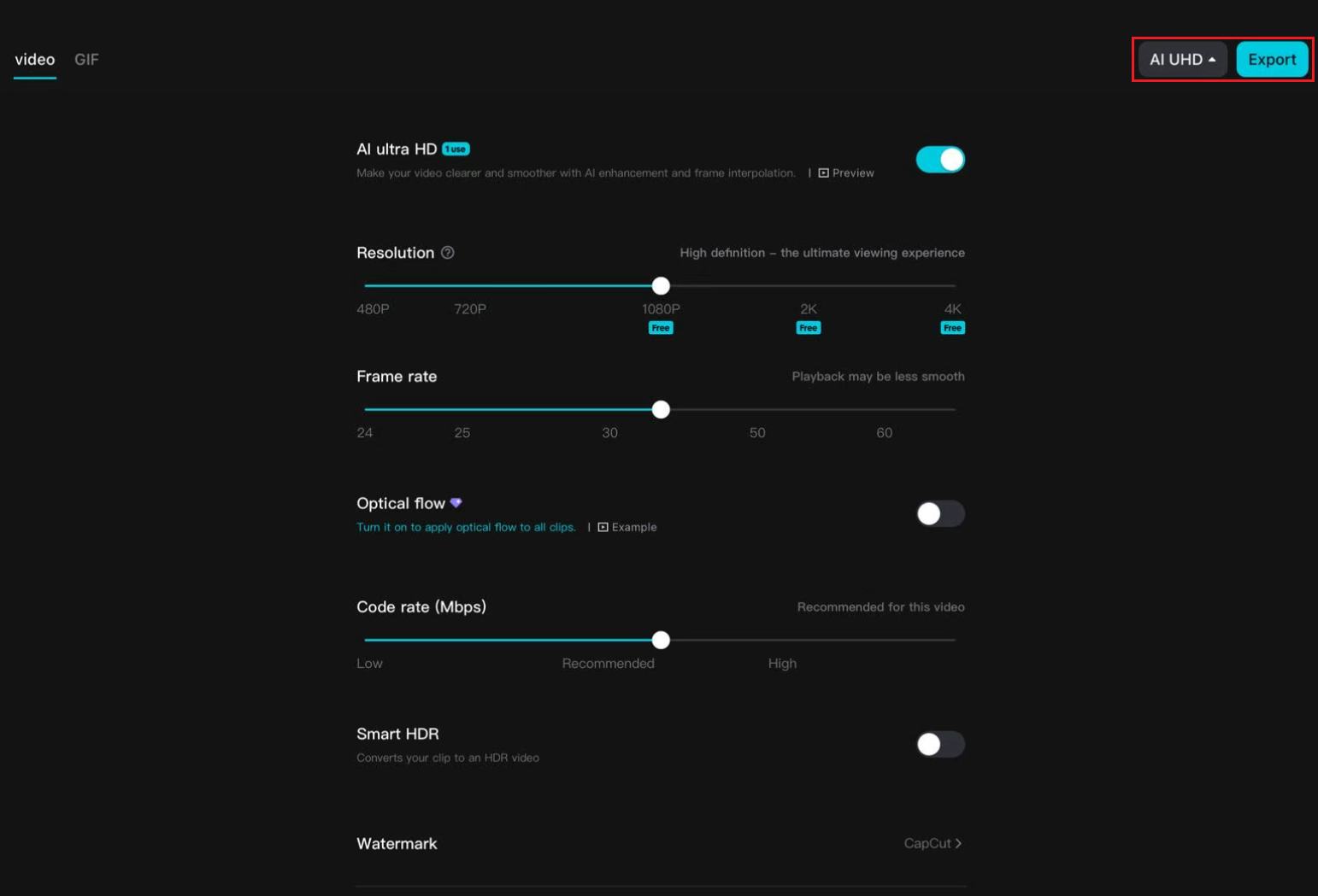 Export the video