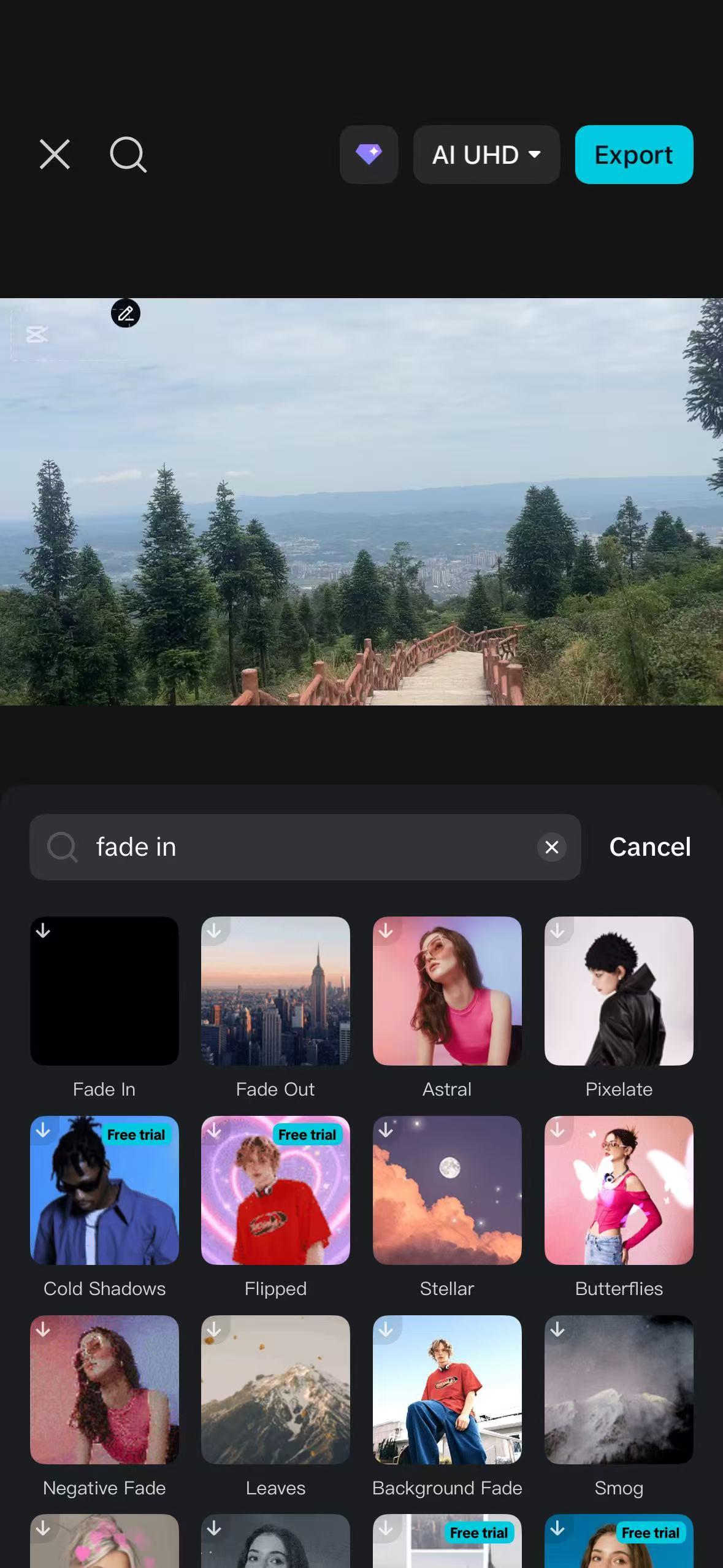 Aggiungi un effetto fade-in nell' CapCut App