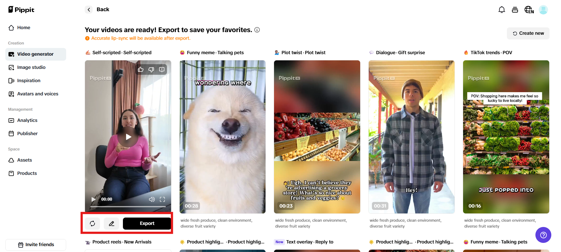 Preview generated videos