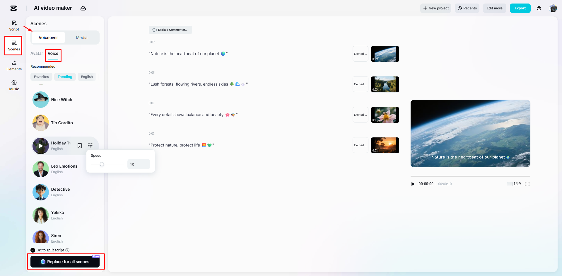 Adding a voiceover to a video with CapCut Web
