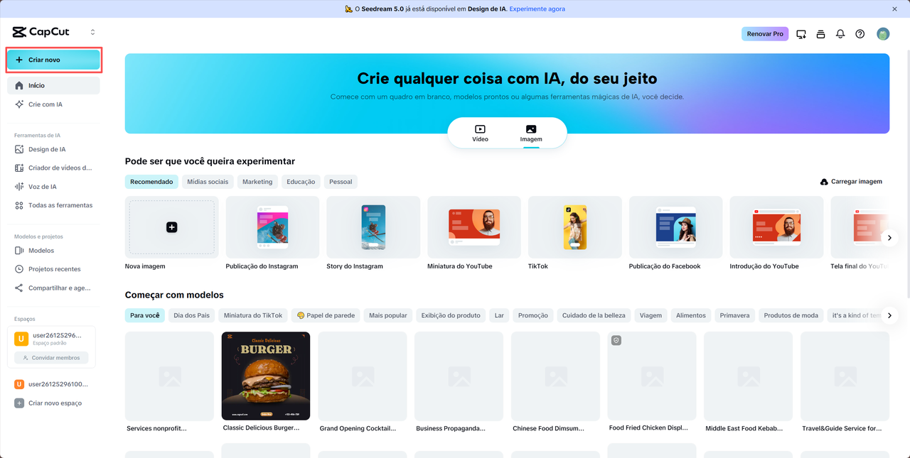 Start a new logo project on CapCut Online