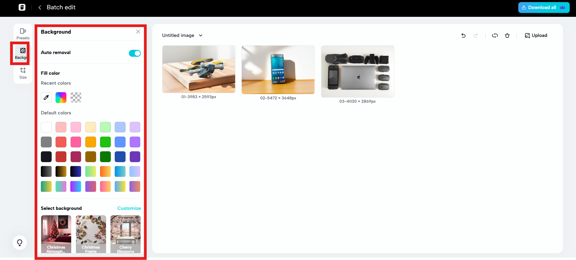 Fine-tune products backround