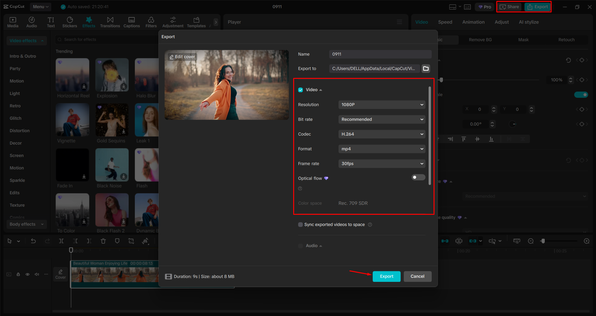 Xuất video từ trình CapCut chỉnh sửa video trên máy tính để bàn