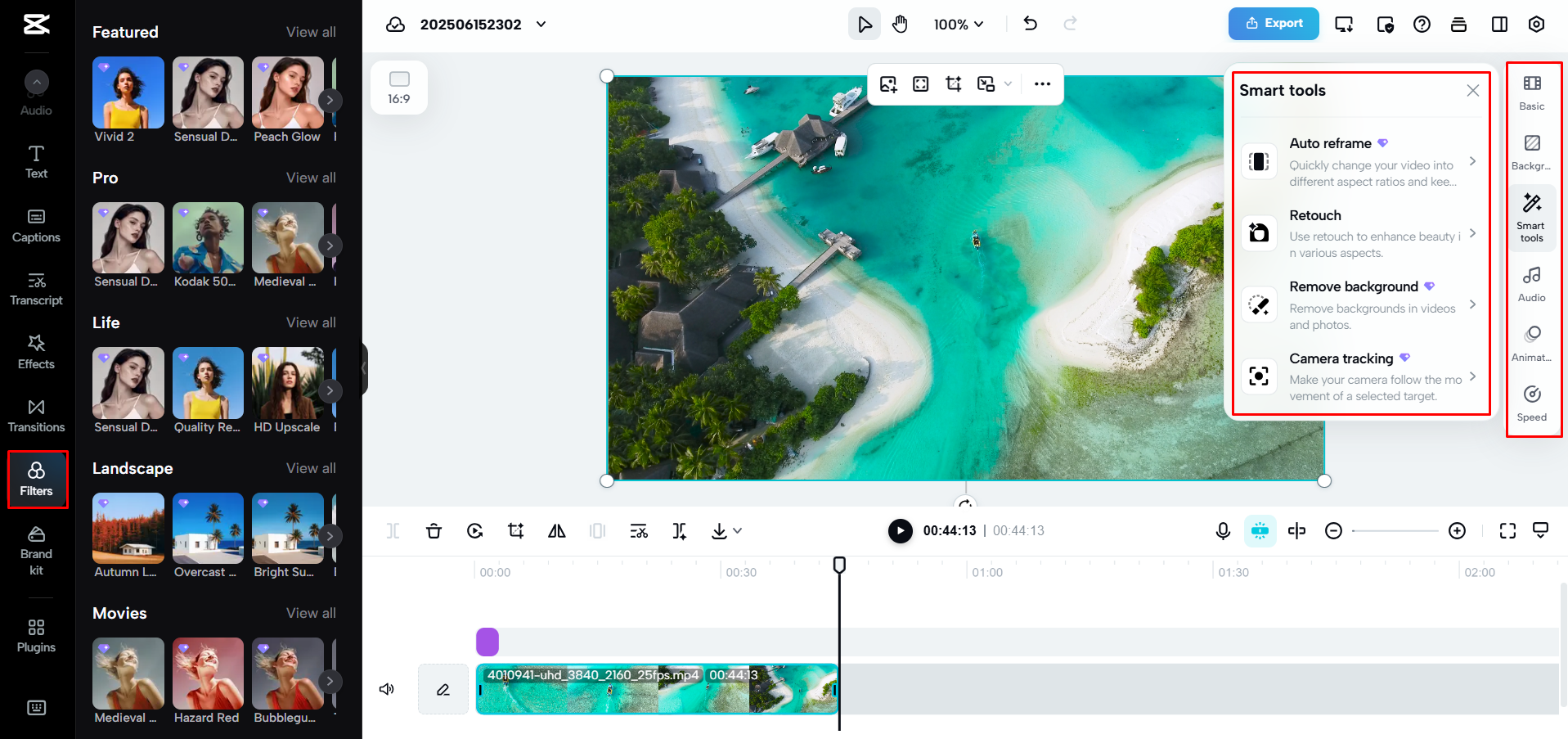 Bearbeiten eines Videos mit CapCut Web Tools