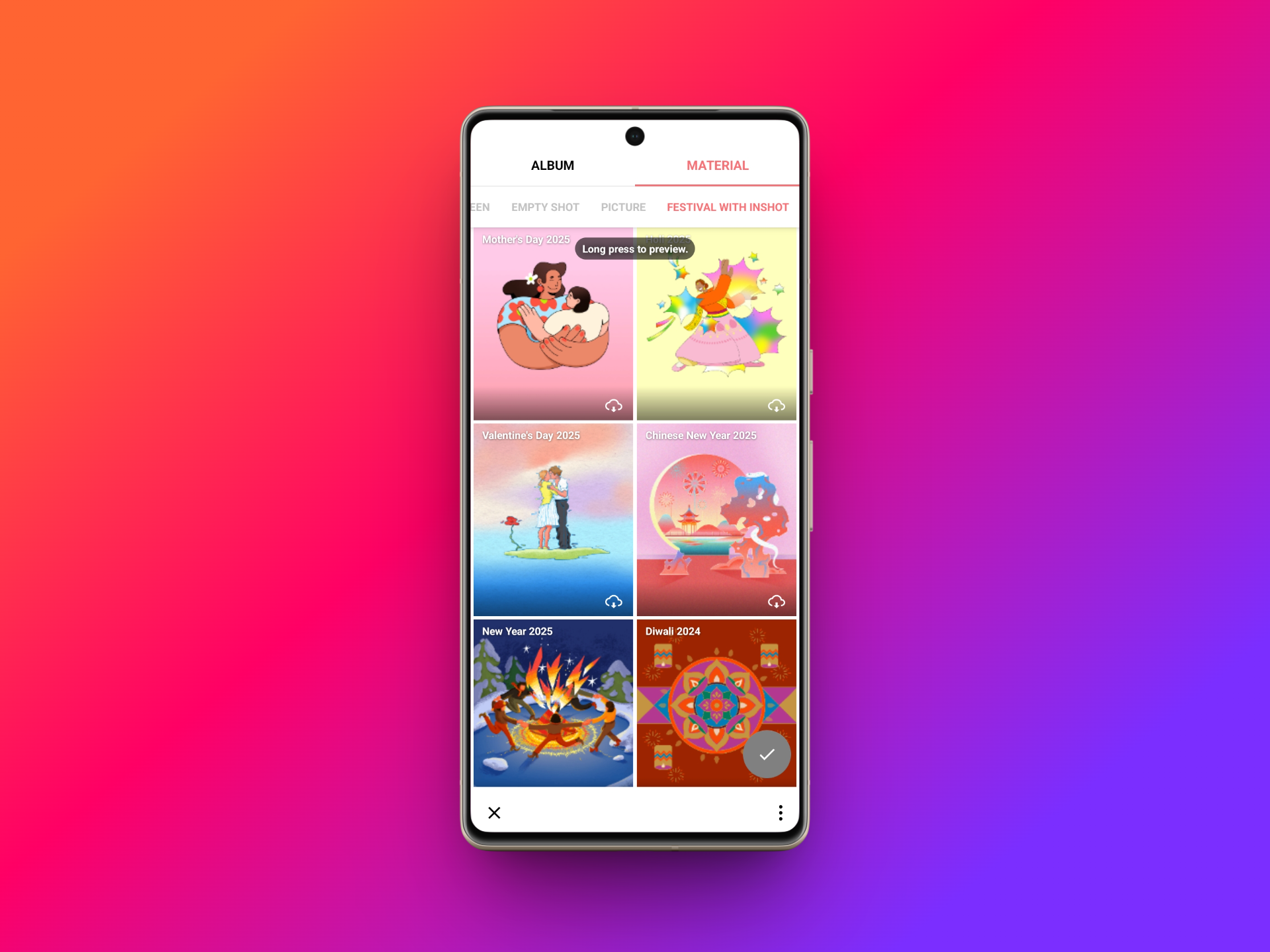 InShot templates related to different themes
