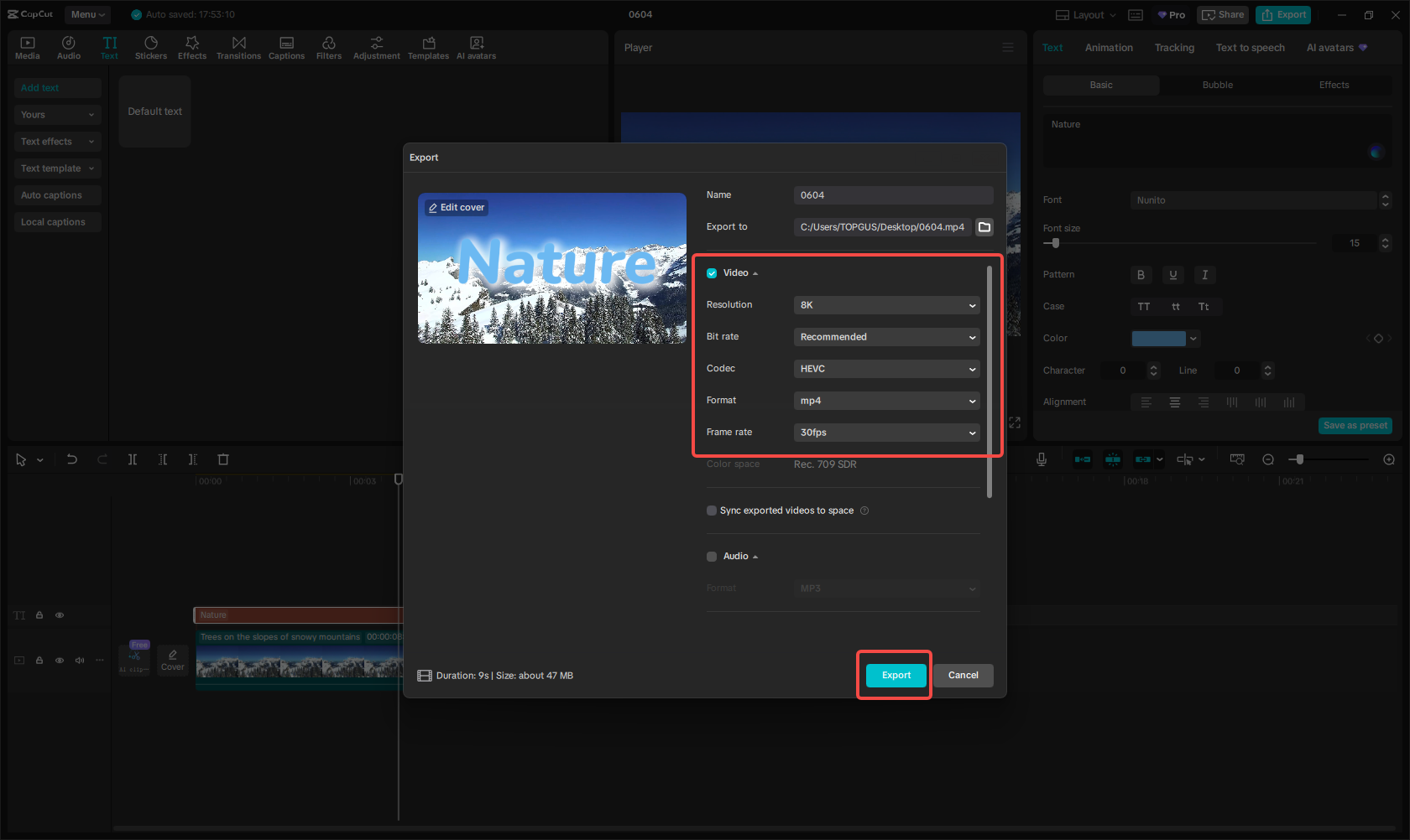 Exportar el video