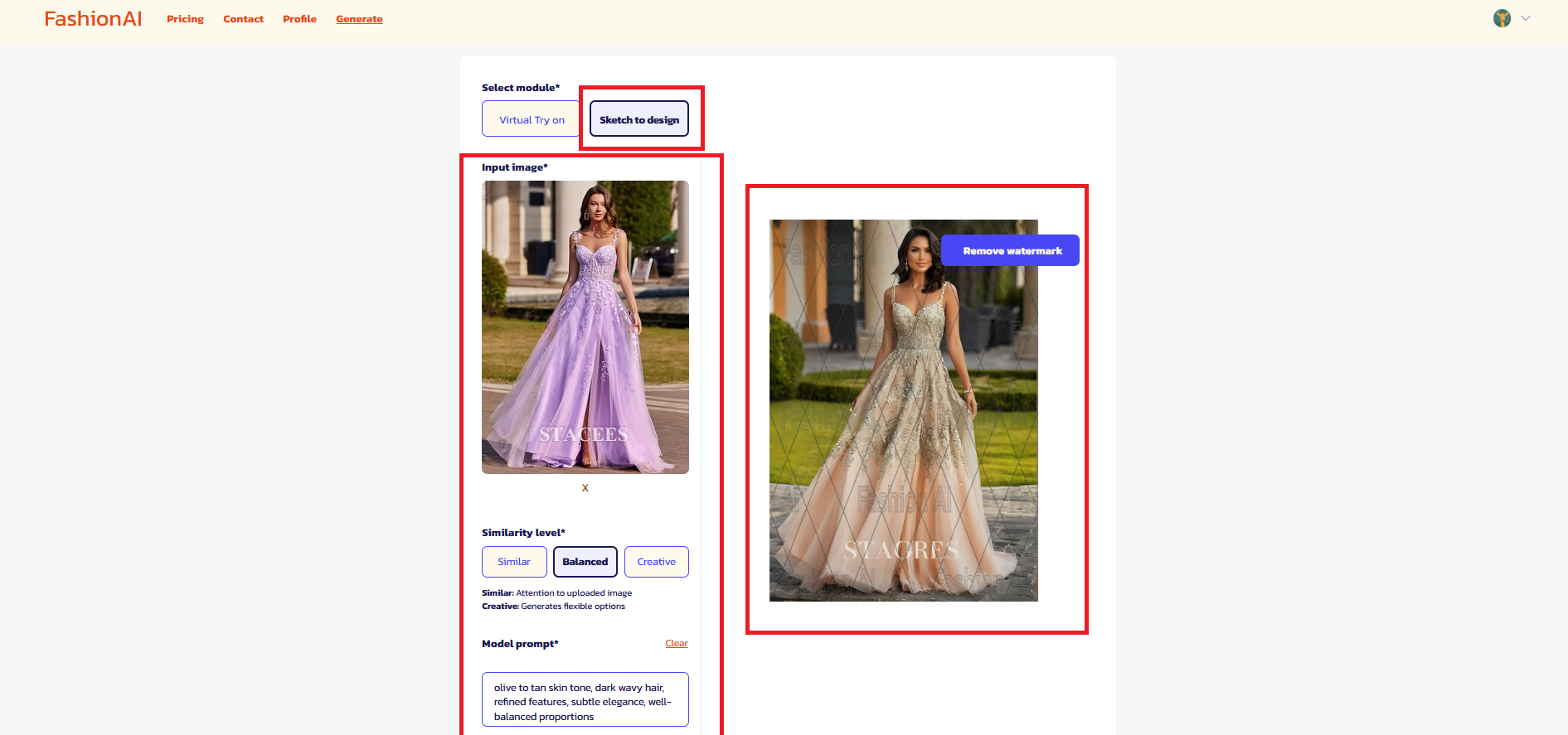 Use the 'Sketch to design' feature