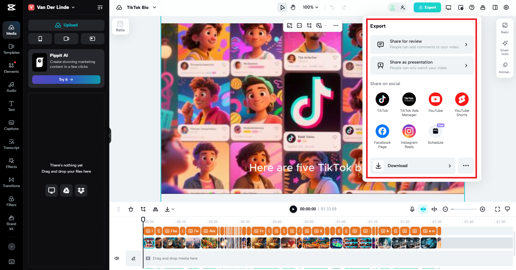 I-publish o i-download ang iyong TikTok bio video