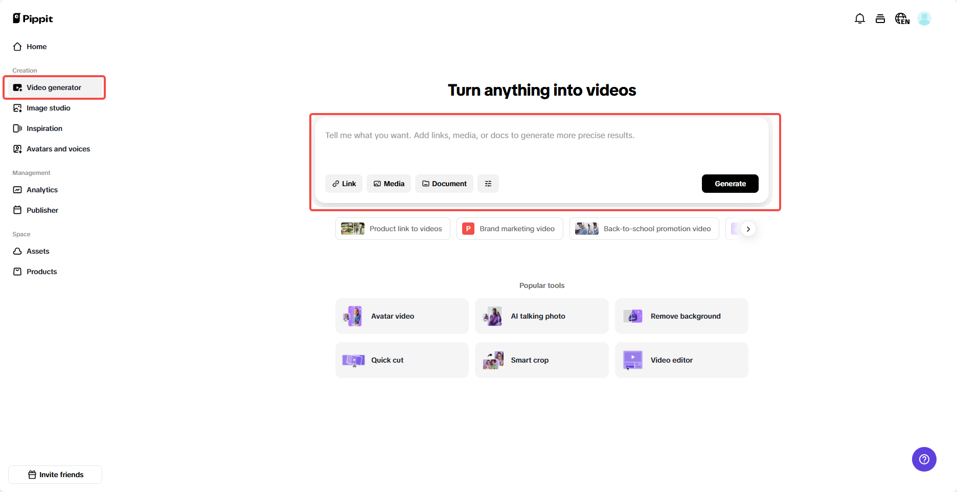 Upload product links or media
