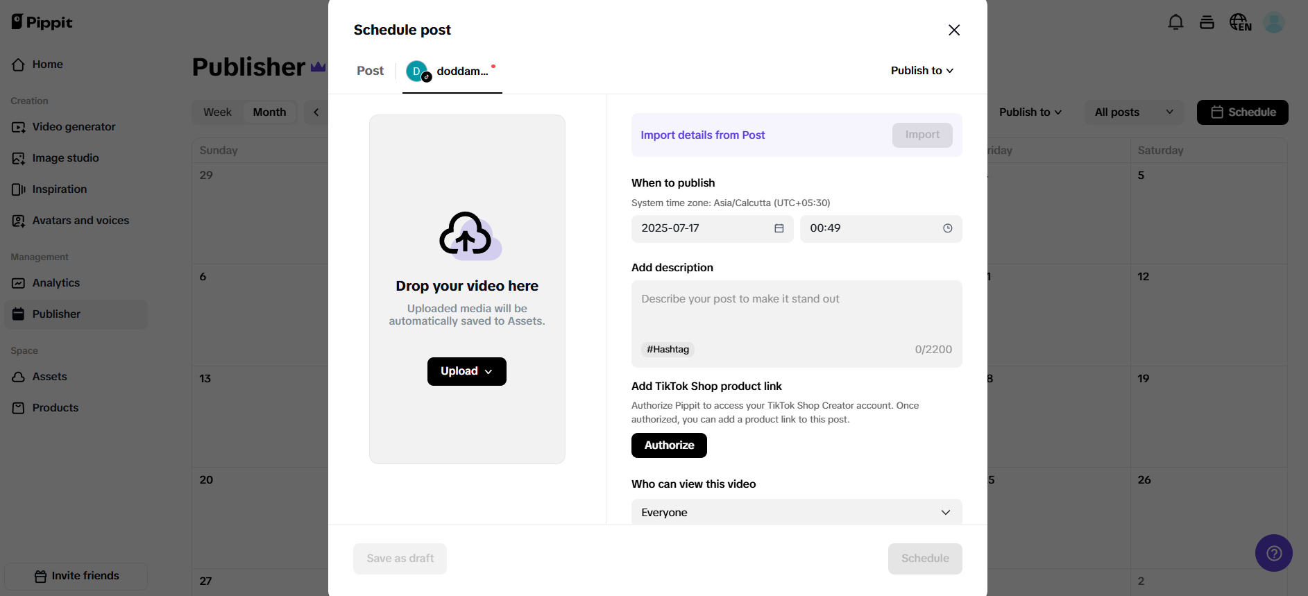 Direct publishing & scheduling