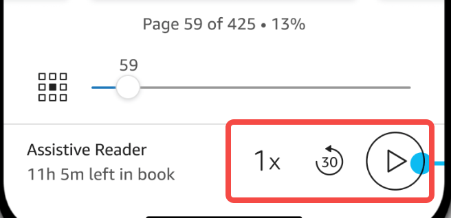 عرض كيفية استخدام خاصية القارئ المساعد لتحويل النص إلى كلام على تطبيق Kindle