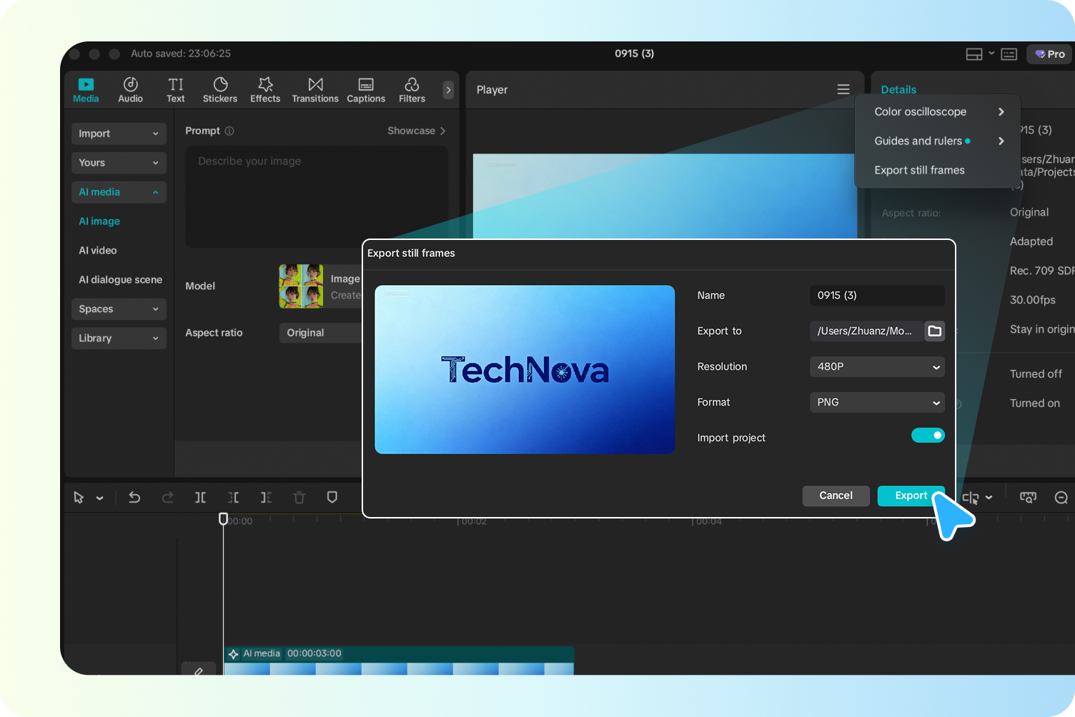 Export graphic creation from CapCut