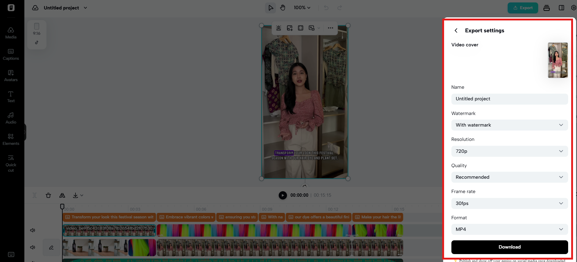 Export the video