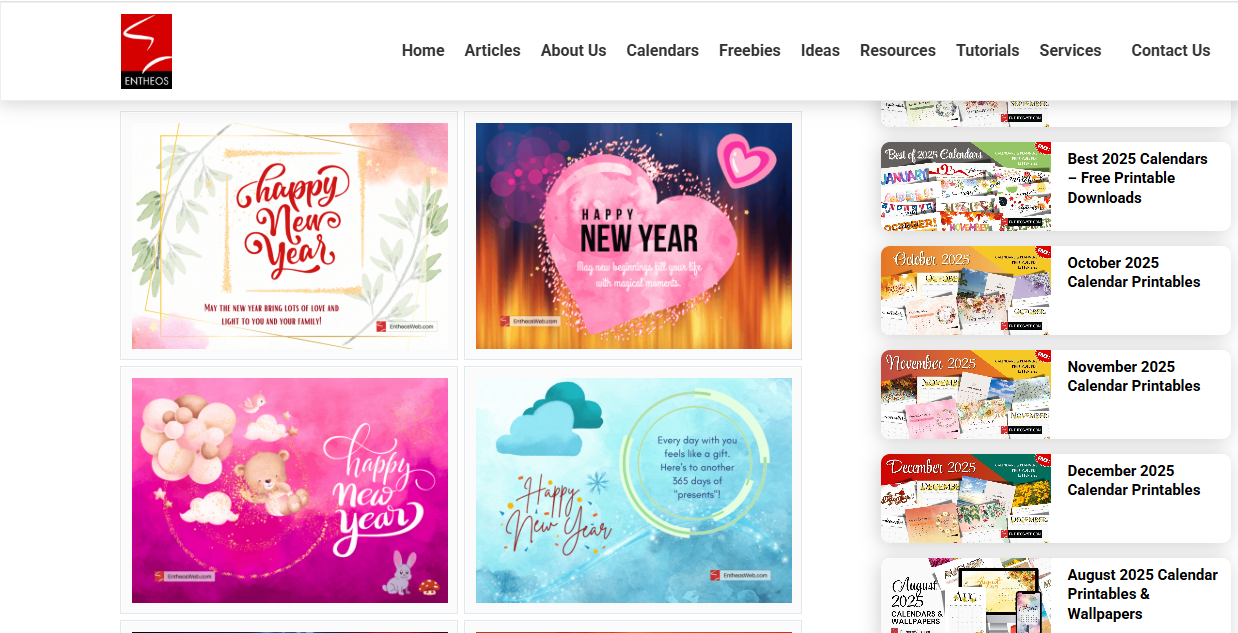 Interface of EntheosWeb - another best animated happy new year wishes
