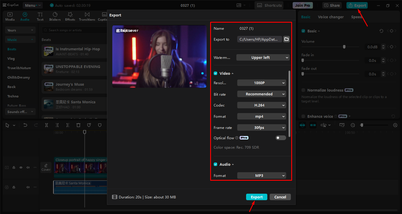 Exportieren von Videos aus dem Capcut-Desktop-Video-Editor