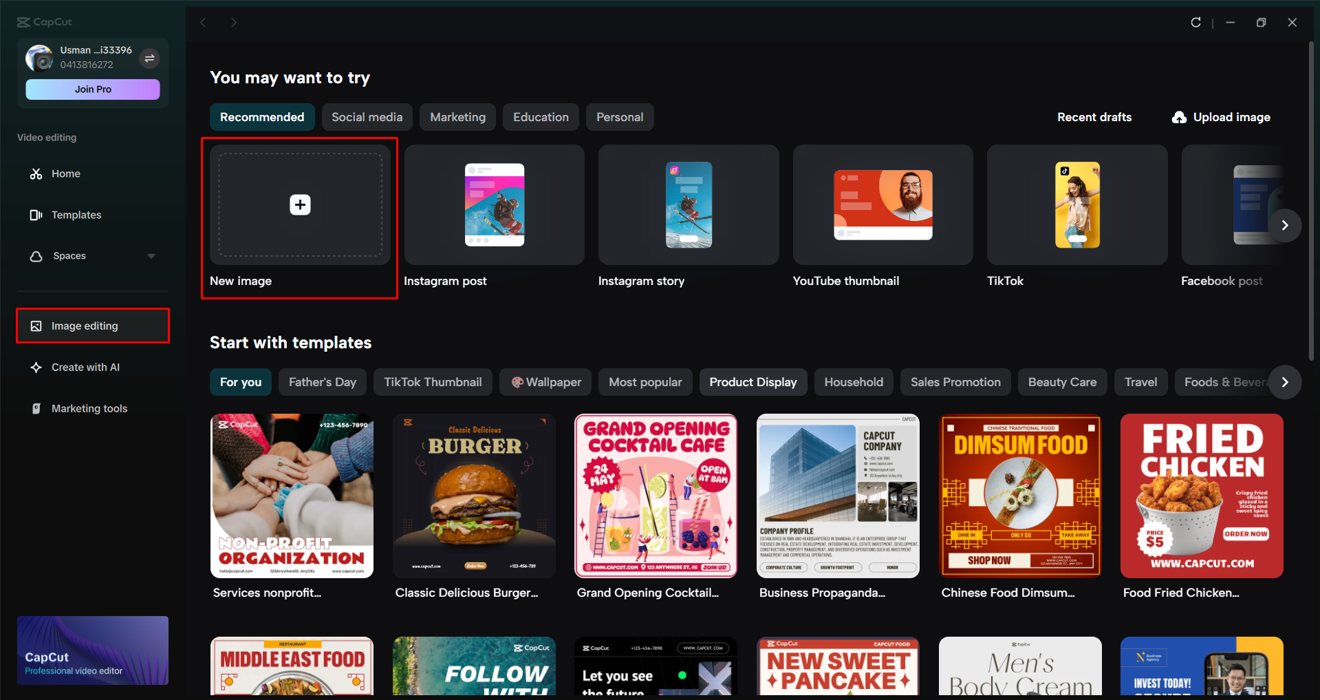 Importazione di un'immagine nell' CapCut editor video desktop