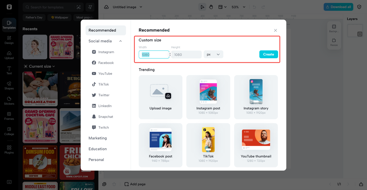 Crea banners de tienda con diferentes dimensiones