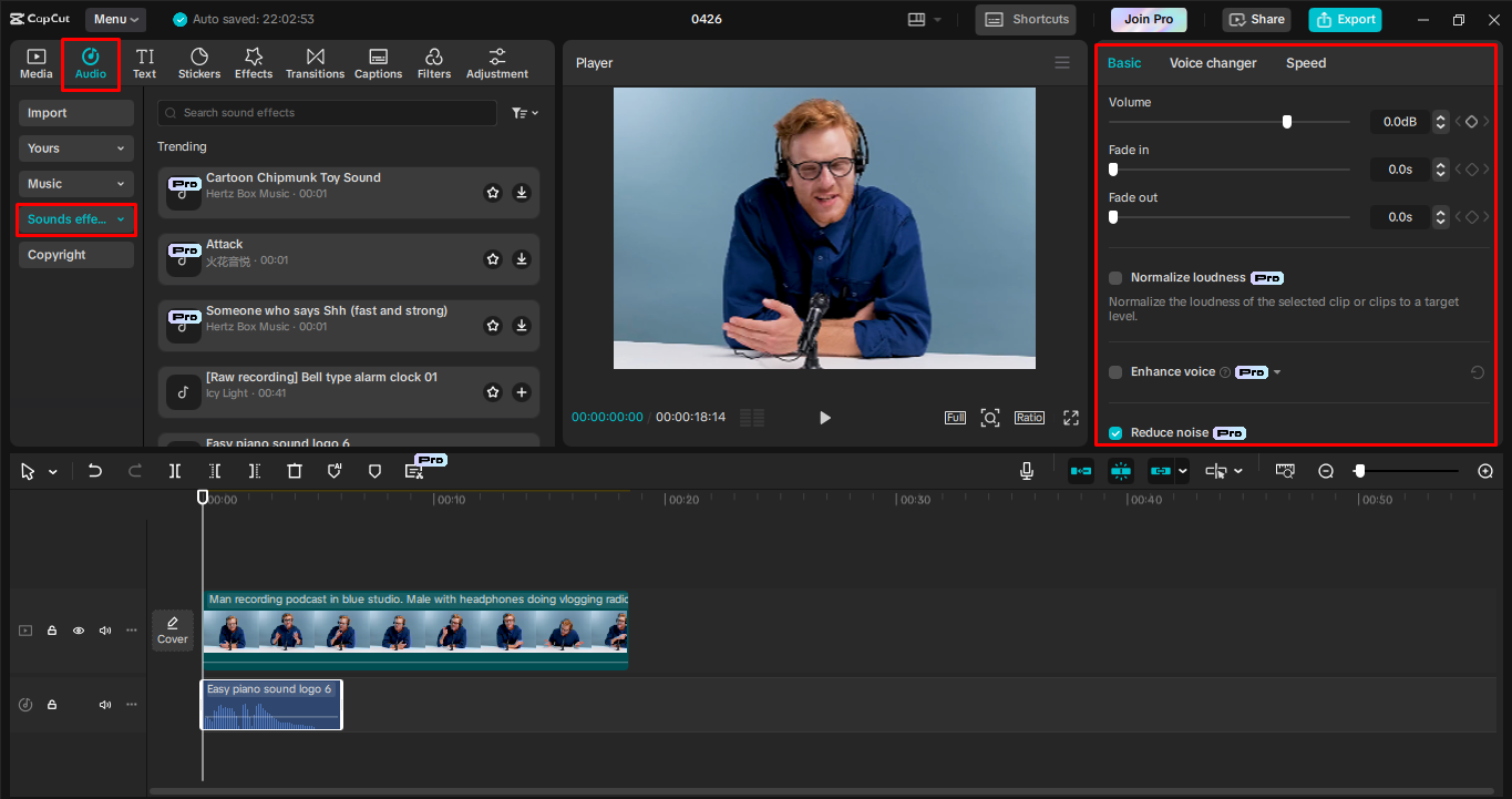 Adding audio effects to the CapCut desktop video editor