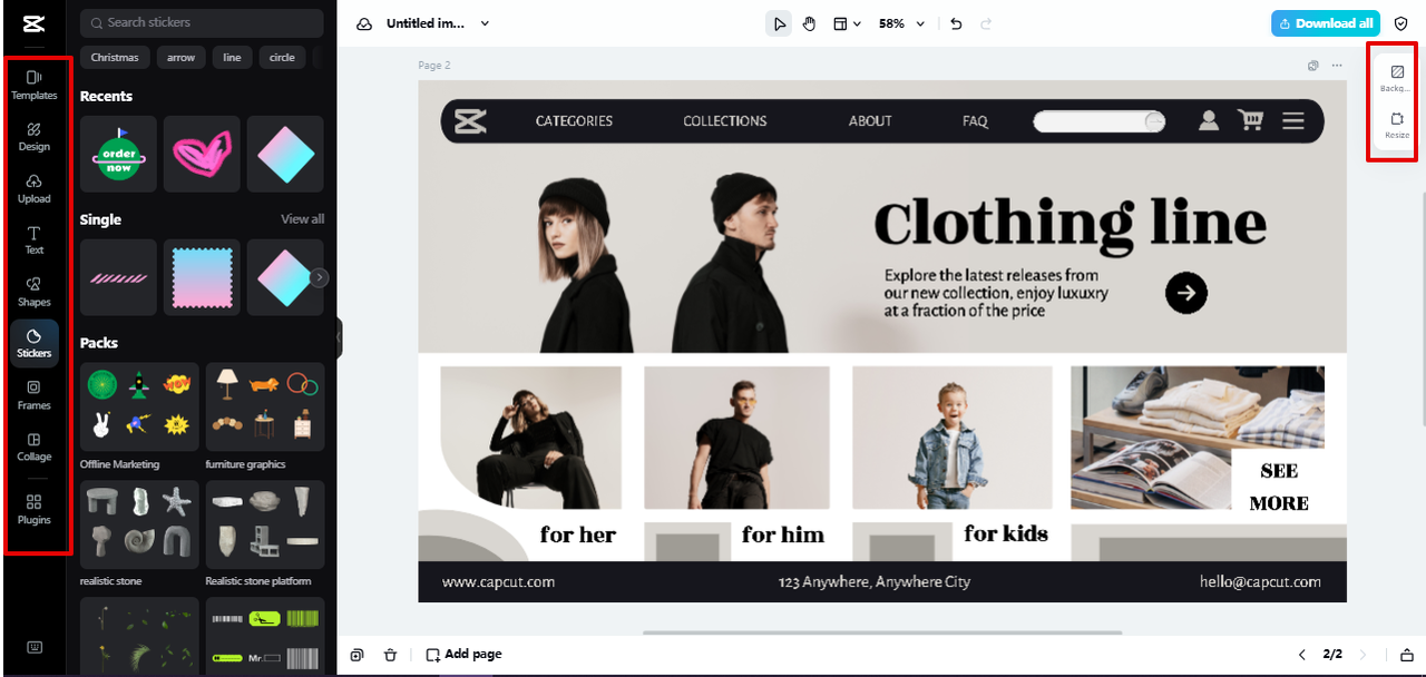 Pippit editing interface