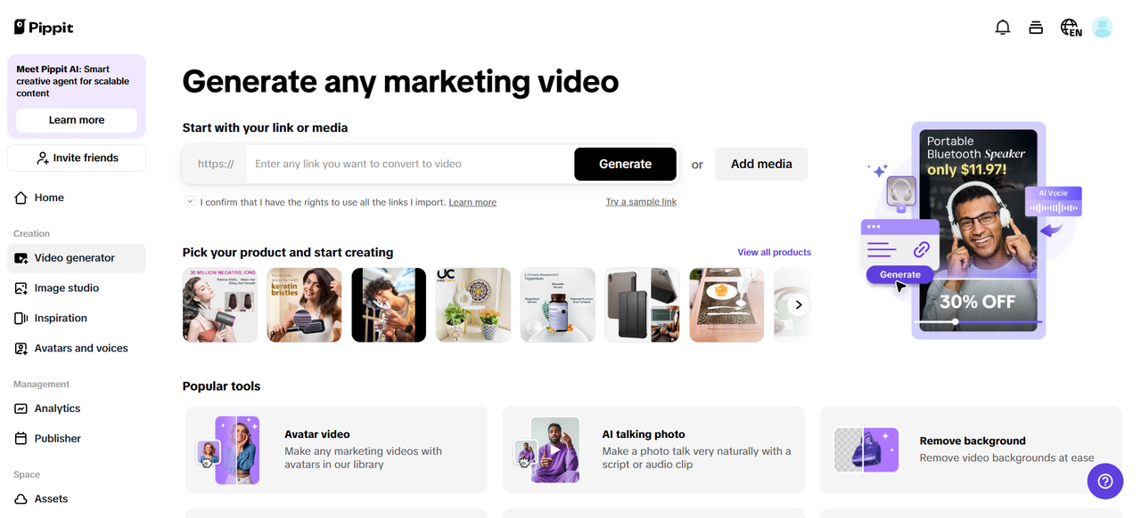 Instant video generation with one click