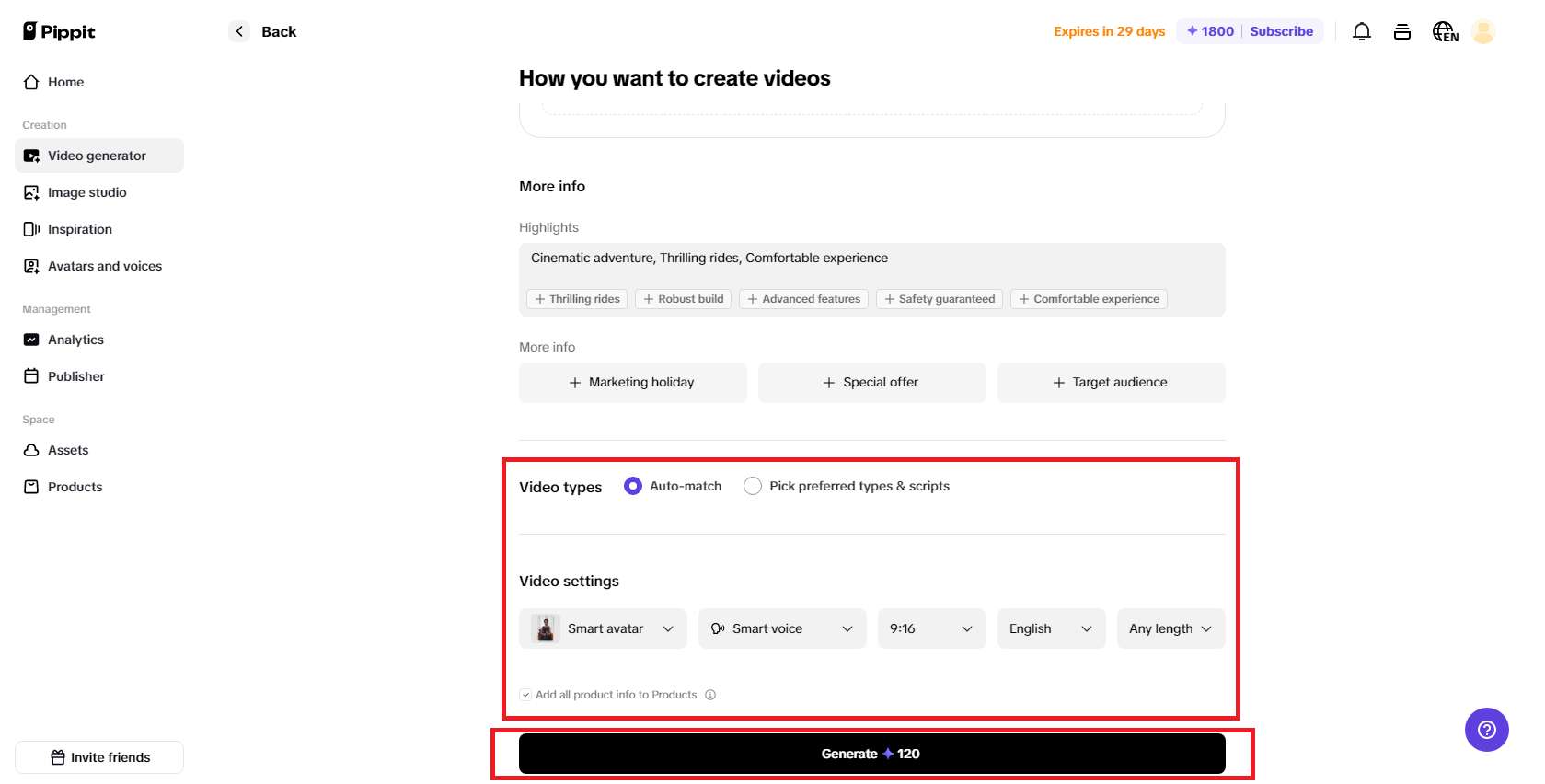 Generate your video