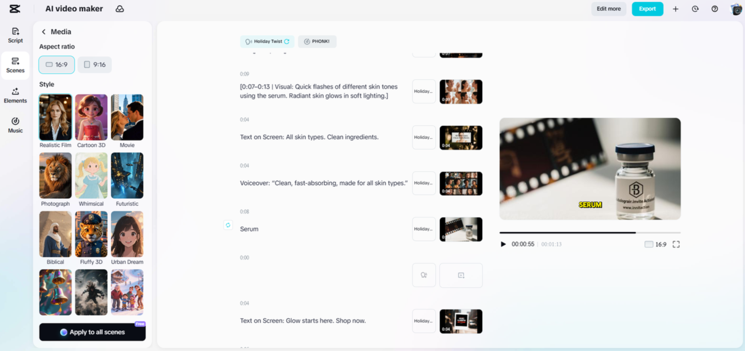 Interface of CapCut Web - a good product video creator