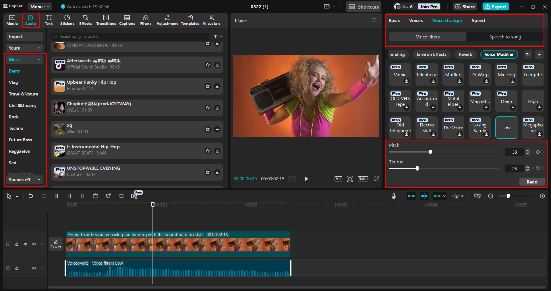 Adicionar e editar uma trilha sonora em vídeos com o editor de vídeo para desktop CapCut