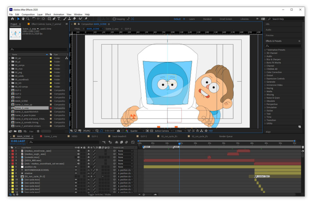 Interface do Adobe After Effects - um aplicativo de gráficos em movimento fácil de usar
