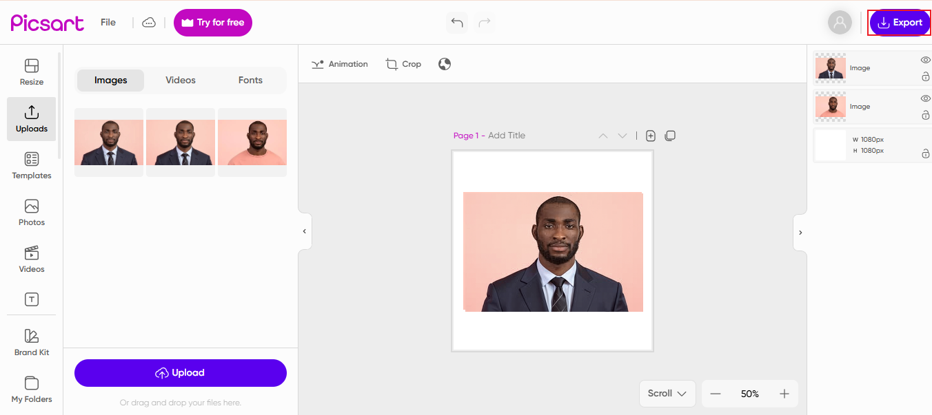 Download je portretfoto