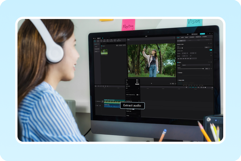 Audio extraction feature with CapCut's voice enhancer