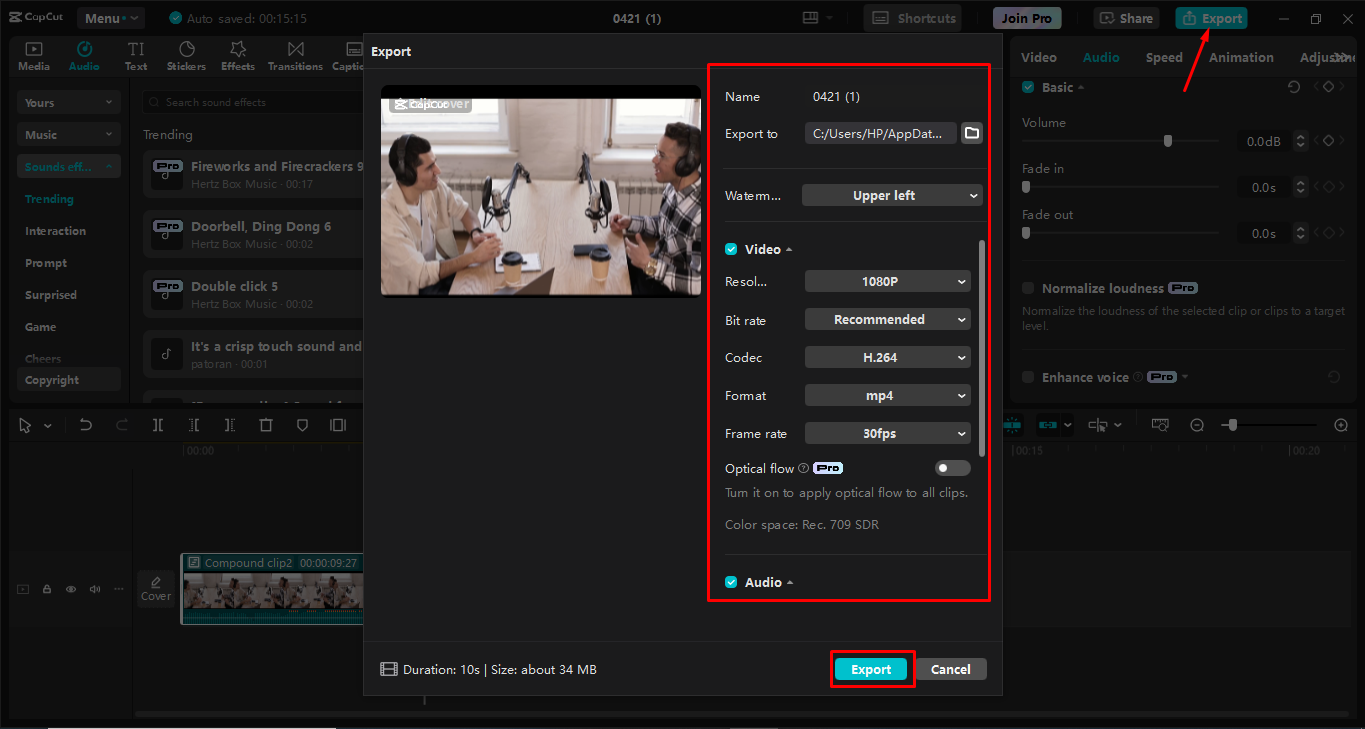 Video im CapCut Video-Editor exportieren