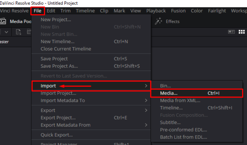 Ouvrez DaVinci Resolve et importez votre projet