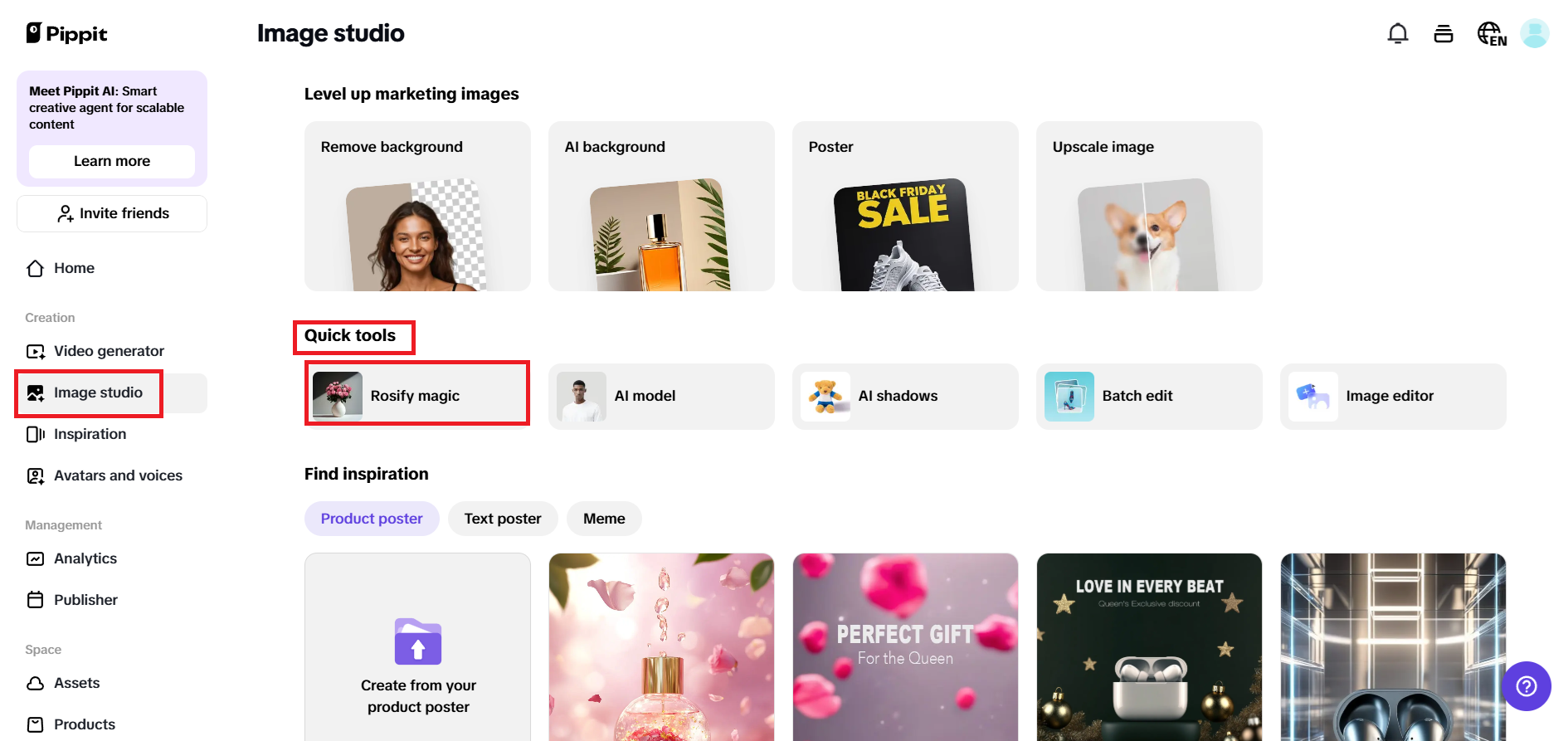 Choose Rosify Magic from quick tools