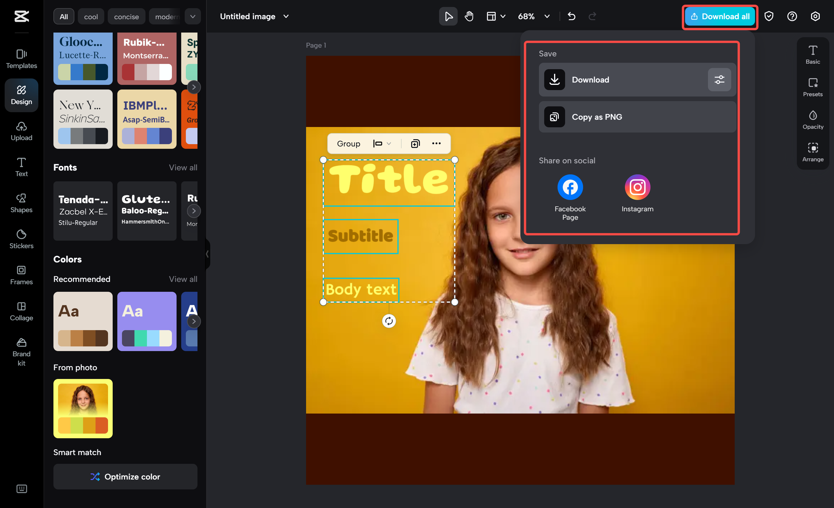 Exporting the image from the CapCut desktop video editor