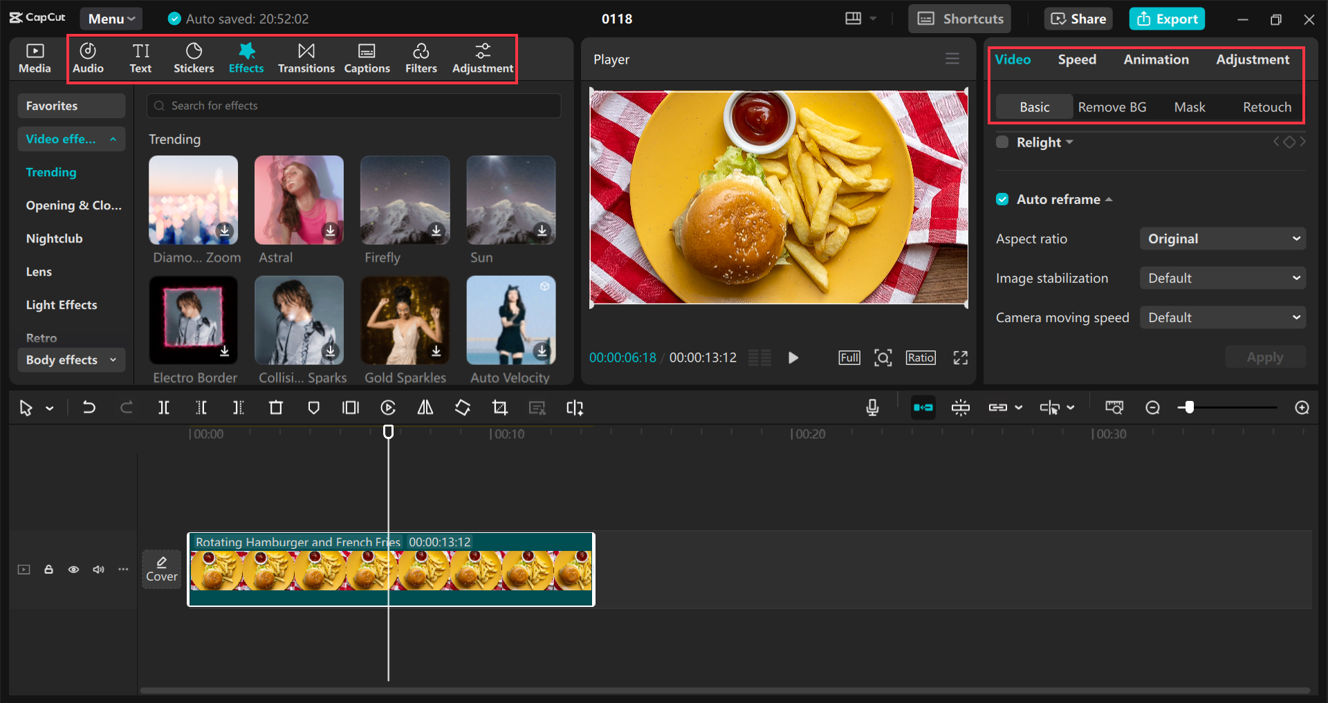 Edición del anuncio de video en el CapCut editor de video de escritorio