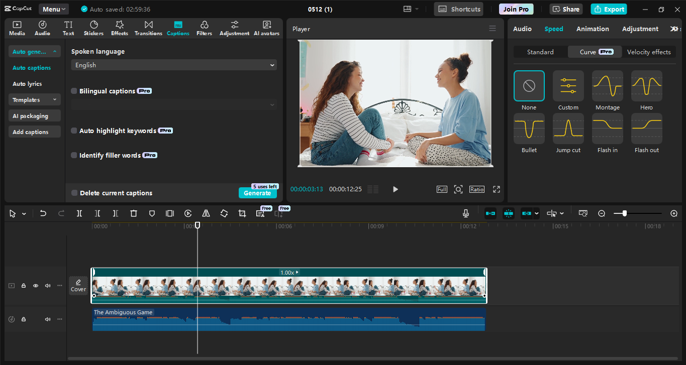 Interface de l' CapCut éditeur vidéo de bureau - le meilleur outil pour traduire l'audio dans différentes langues