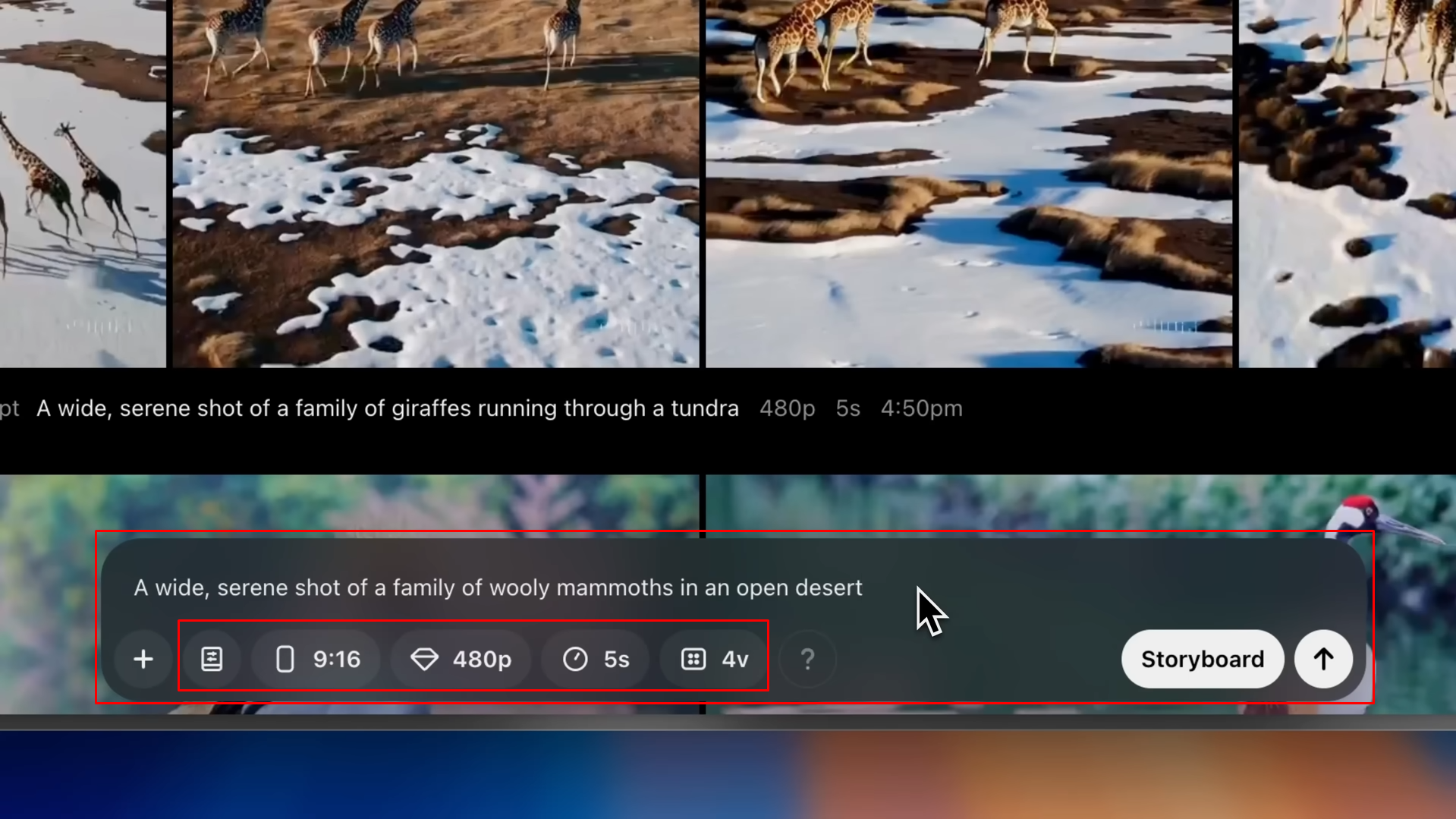 Creating a video with a text prompt