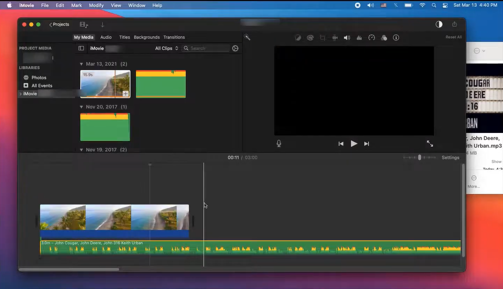 Aggiungere musica convertita a iMovie