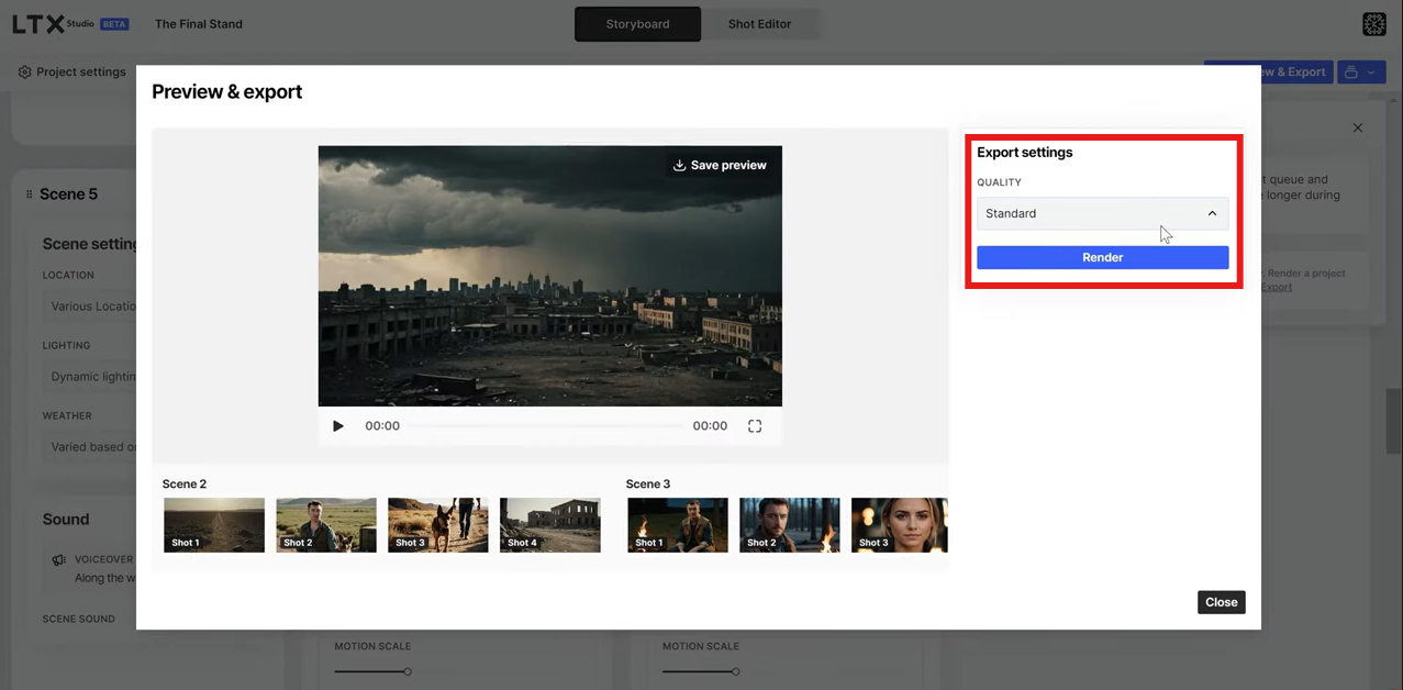 Preview & export