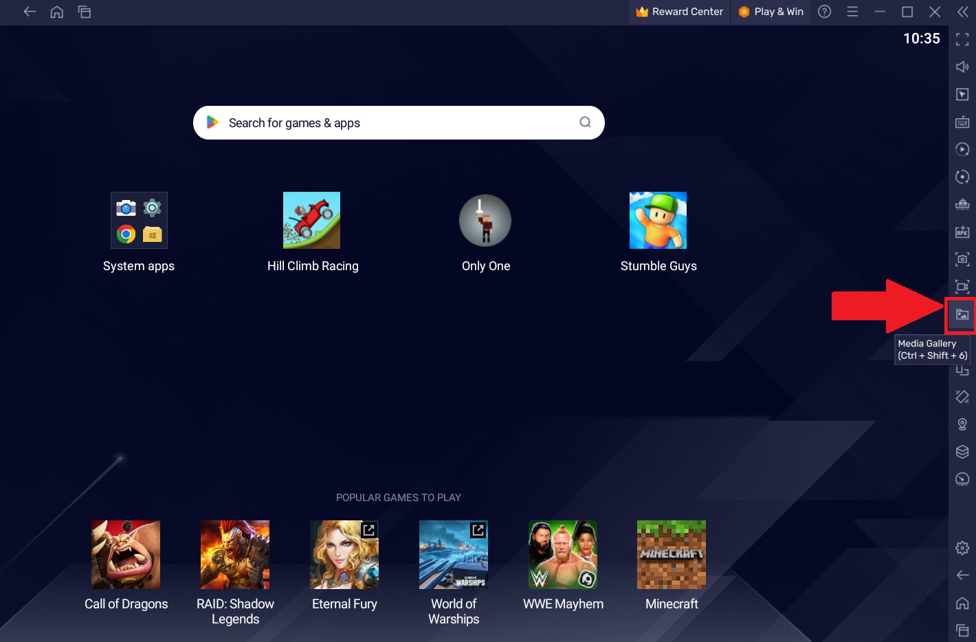 Opening BlueStack to access XRecorder for PC