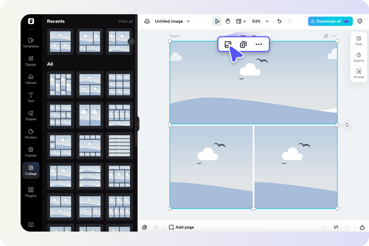 Select collage layout 
