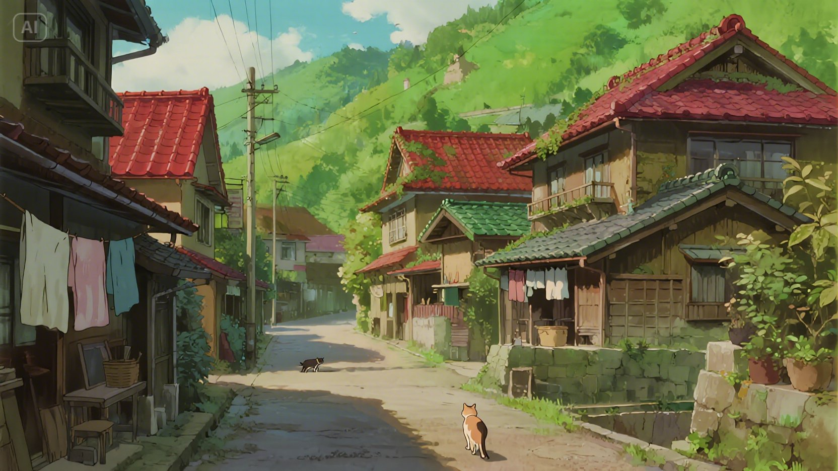 村莊場景：AI吉卜力工作室藝術