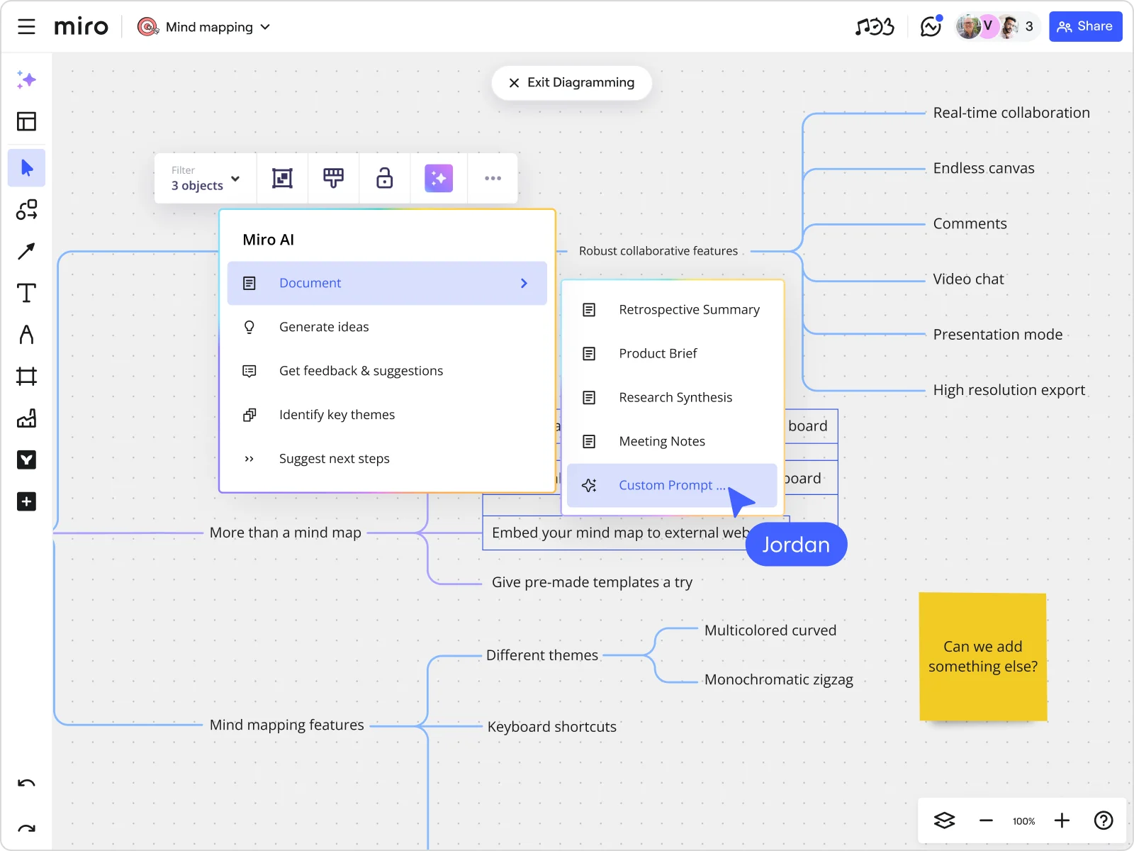 Miro AI brainstorming