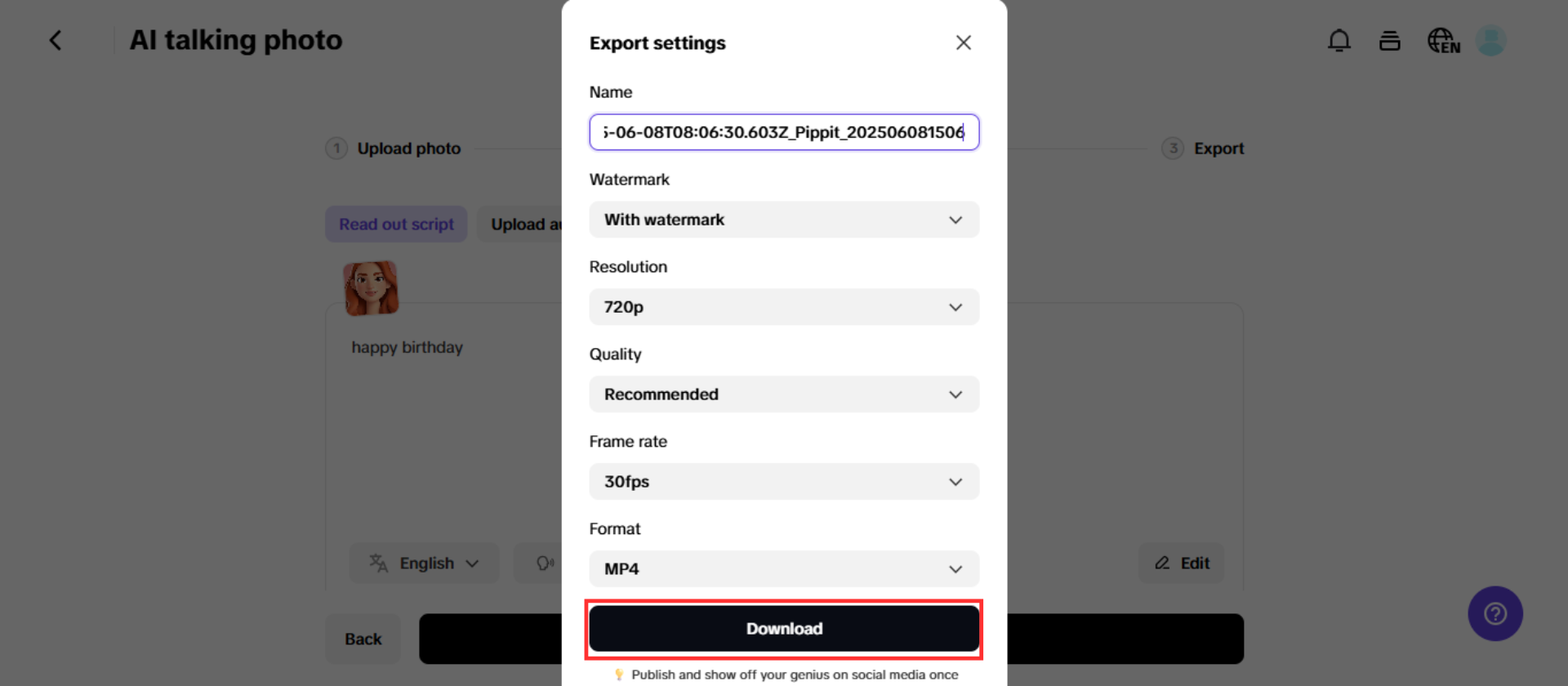 Download your video