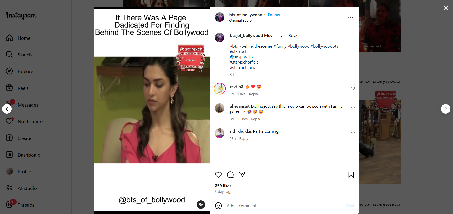 Videos hinter den Kulissen auf Instagram